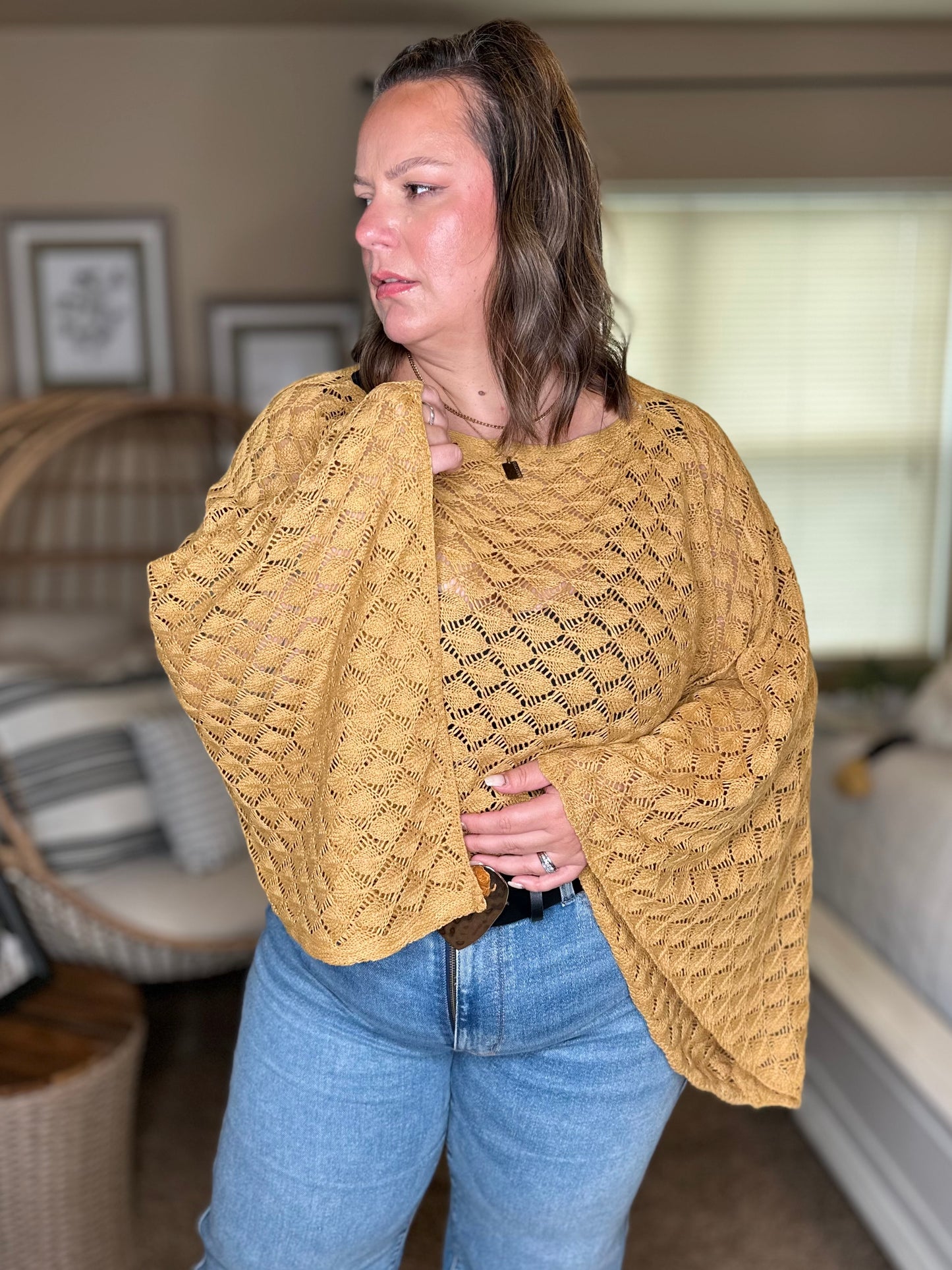 FALL COLORS FREE SPIRIT BELL SLEEVE TOP