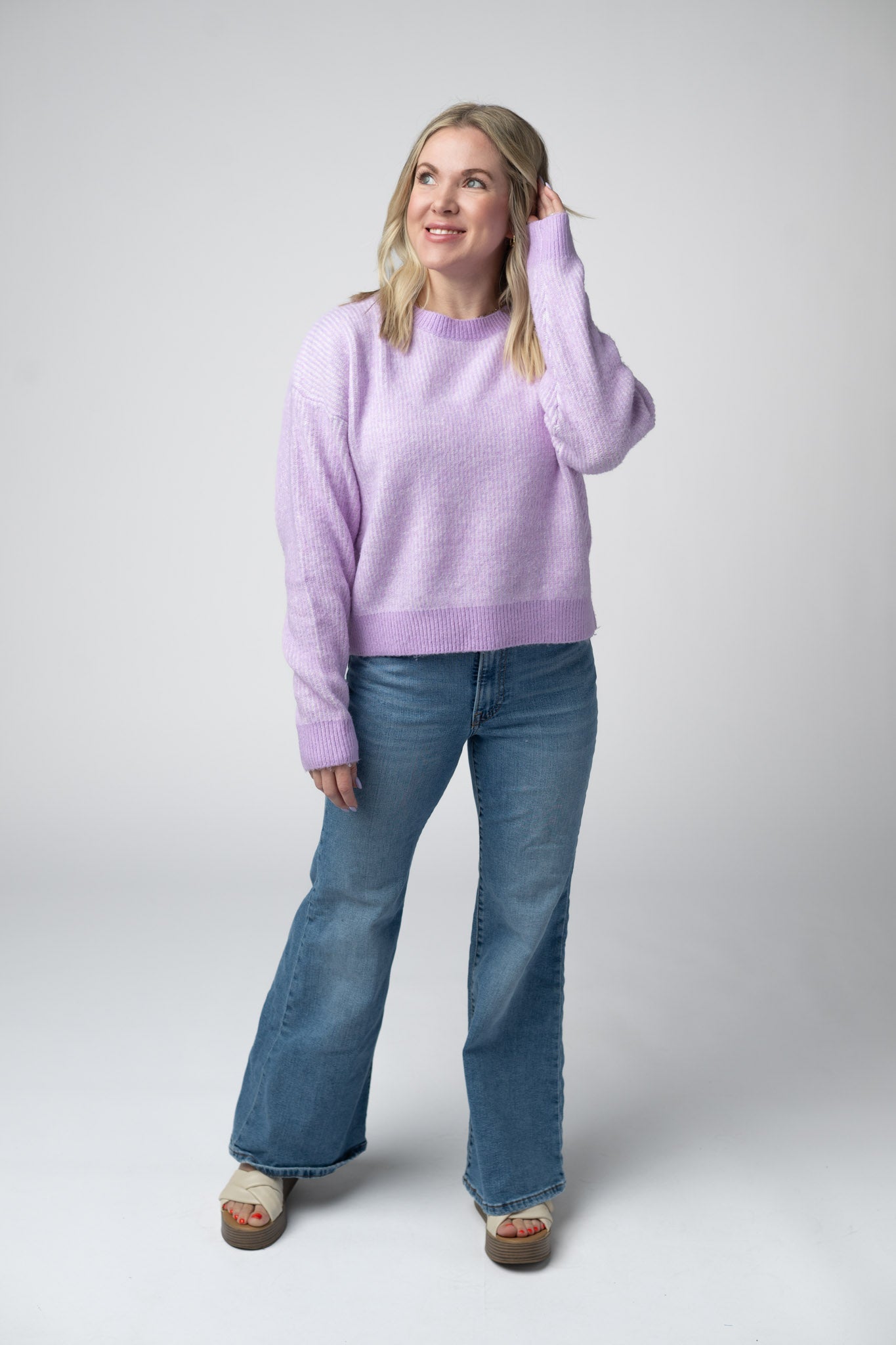 Michelle Mae Josie Cozy Crew Sweater - Lavender