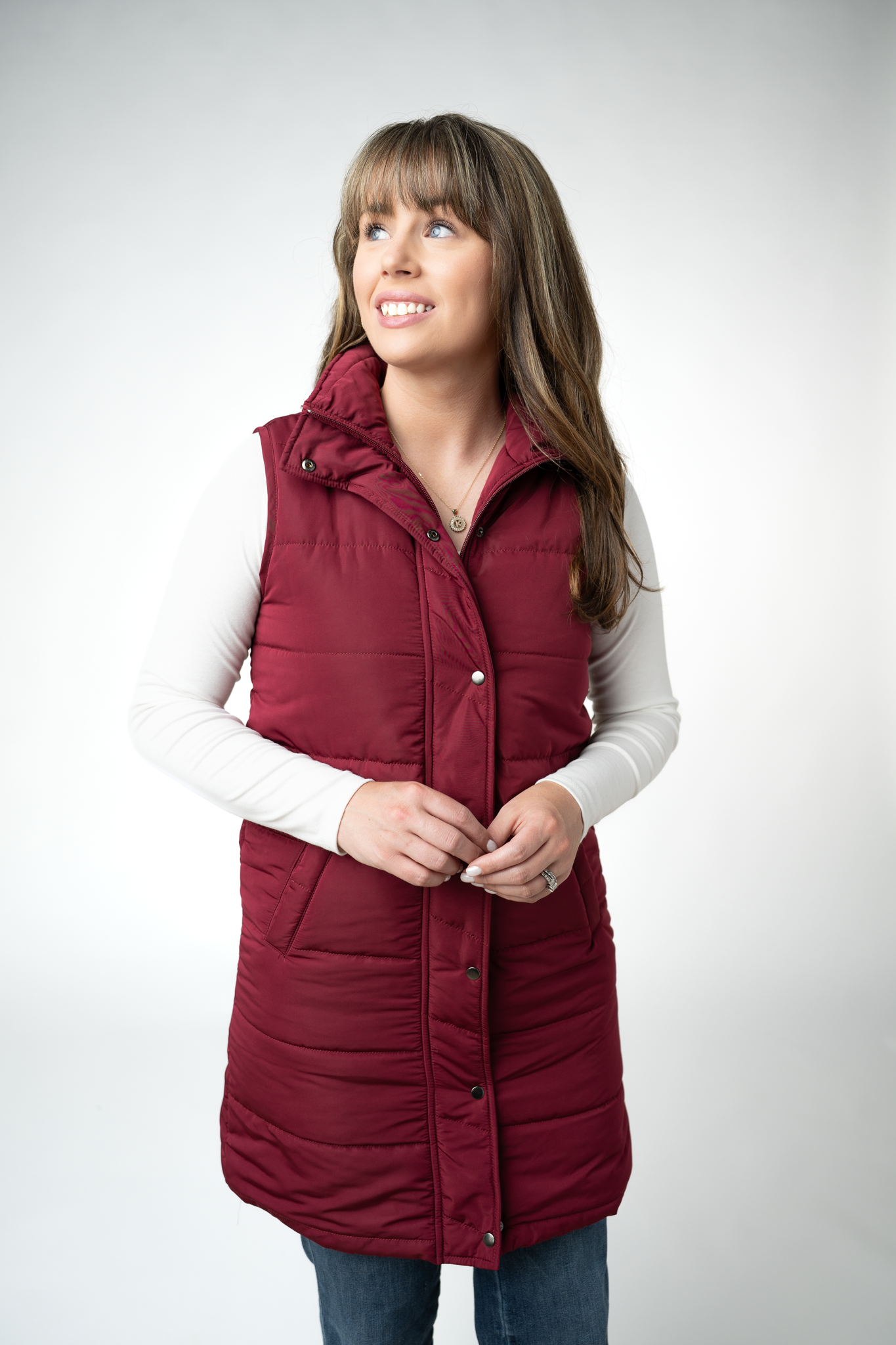 Michelle Mae Harlow Long Vest - Burgundy