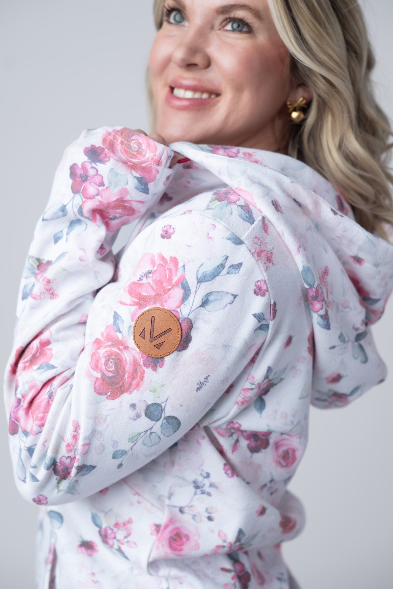 Michelle Mae HalfZip Hoodie - Pink Bloom