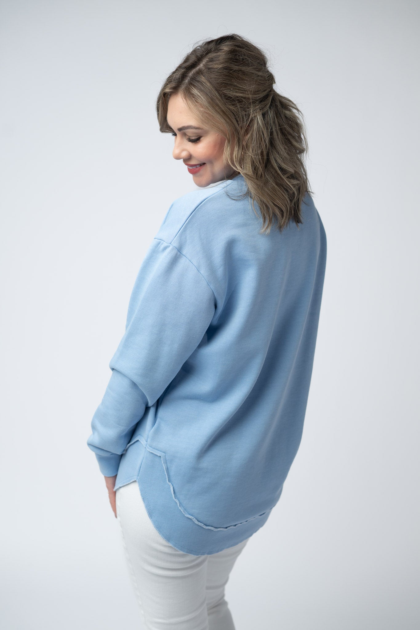 Michelle Mae Vintage Wash Pullover - Dusty Blue