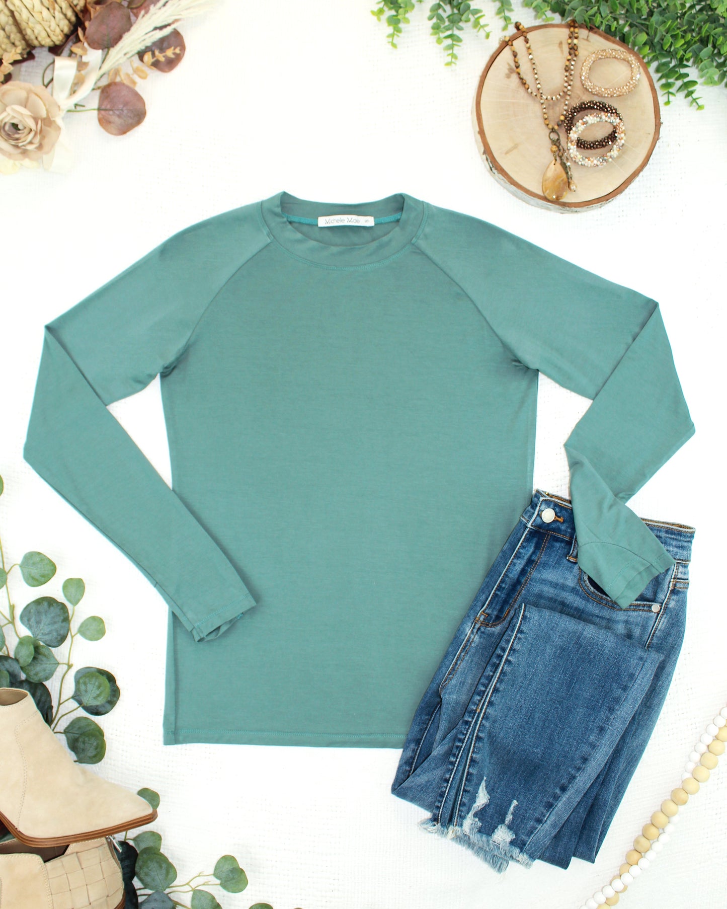 Michelle Mae Blair Long Sleeve Top - Dusty Jade