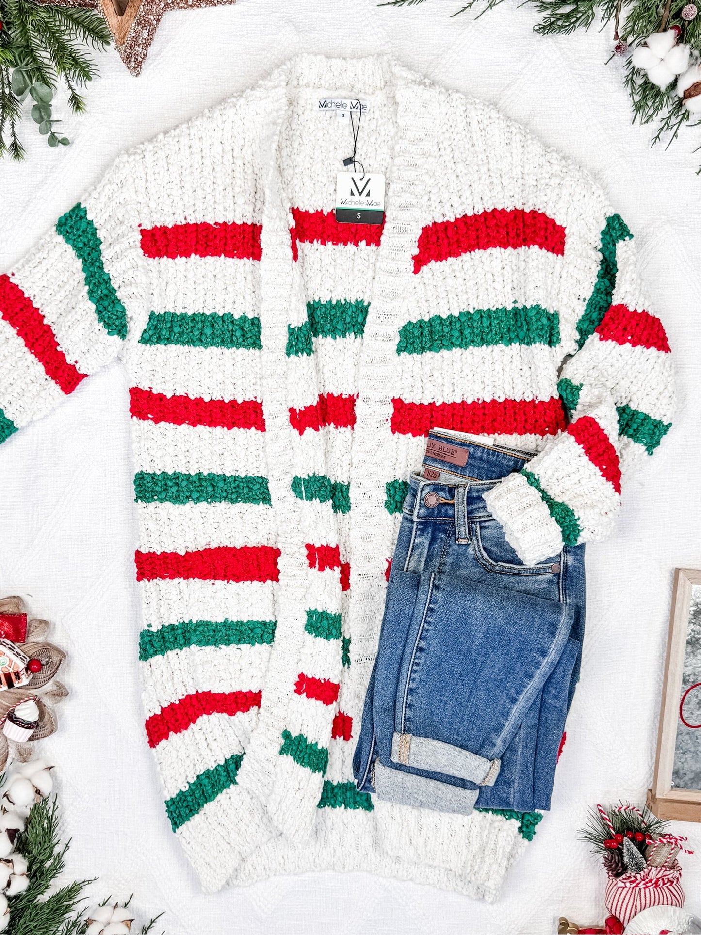 Michelle Mae Stripe Cardigan - Christmas Stripe