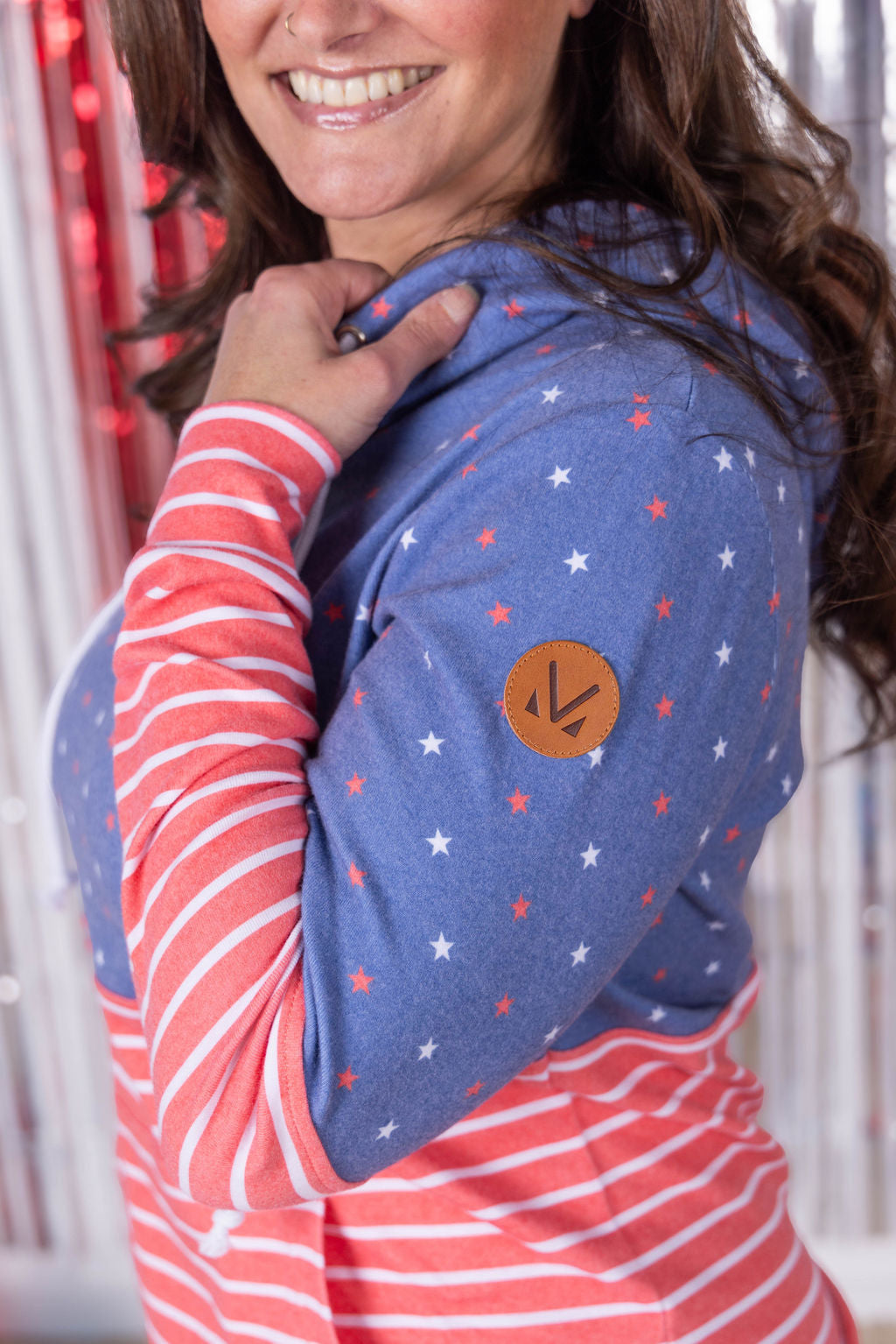 Michelle Mae Hailey Pullover Hoodie - Faded Navy Freedom Stars and Stripes