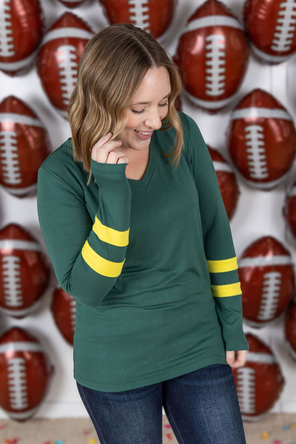 Michelle Mae GameDay Larissa Long Sleeve Top - Green Bay