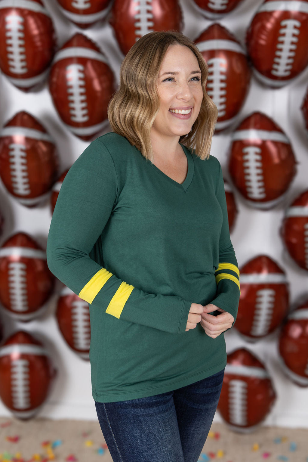 Michelle Mae GameDay Larissa Long Sleeve Top - Green Bay
