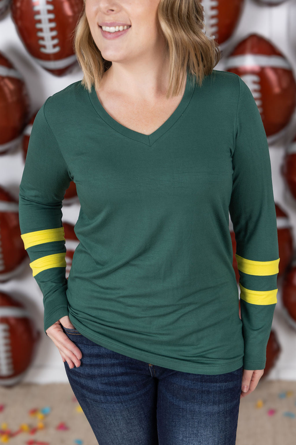 Michelle Mae GameDay Larissa Long Sleeve Top - Green Bay