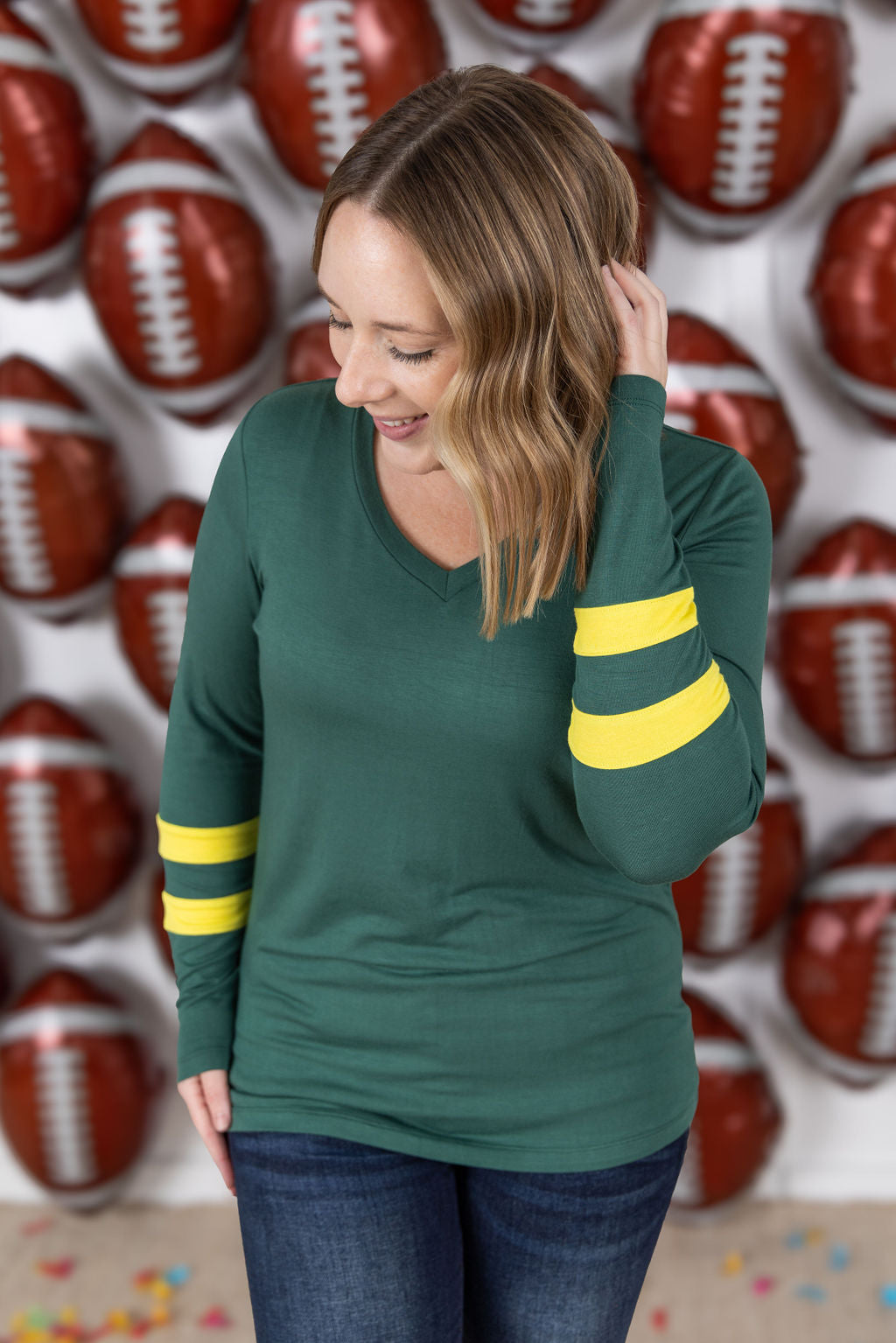 Michelle Mae GameDay Larissa Long Sleeve Top - Green Bay