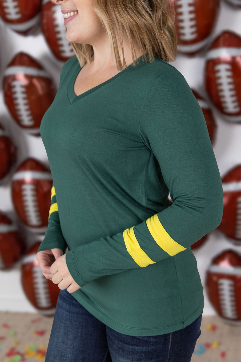 Michelle Mae GameDay Larissa Long Sleeve Top - Green Bay