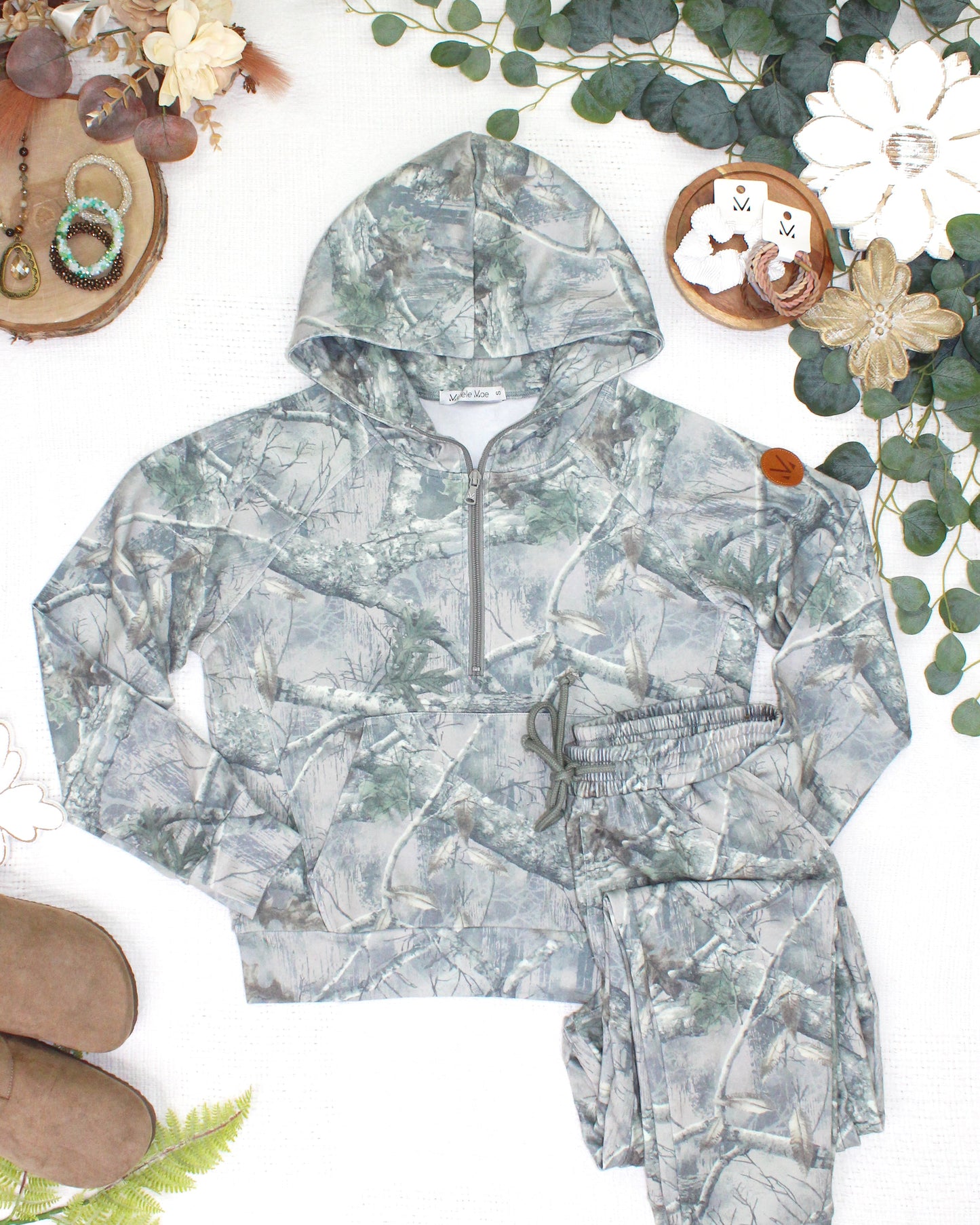 Michelle Mae Shorter Halfzip Hoodie - Camo