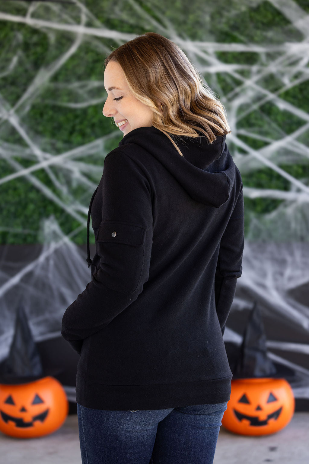 Michelle Mae Pixie Pocket Halfzip Hoodie - Black