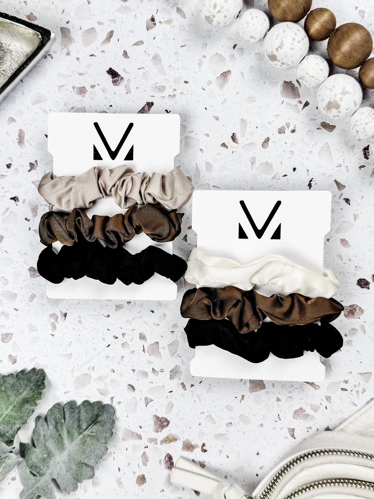 Michelle Mae Satin Neutral Trio Scrunchies