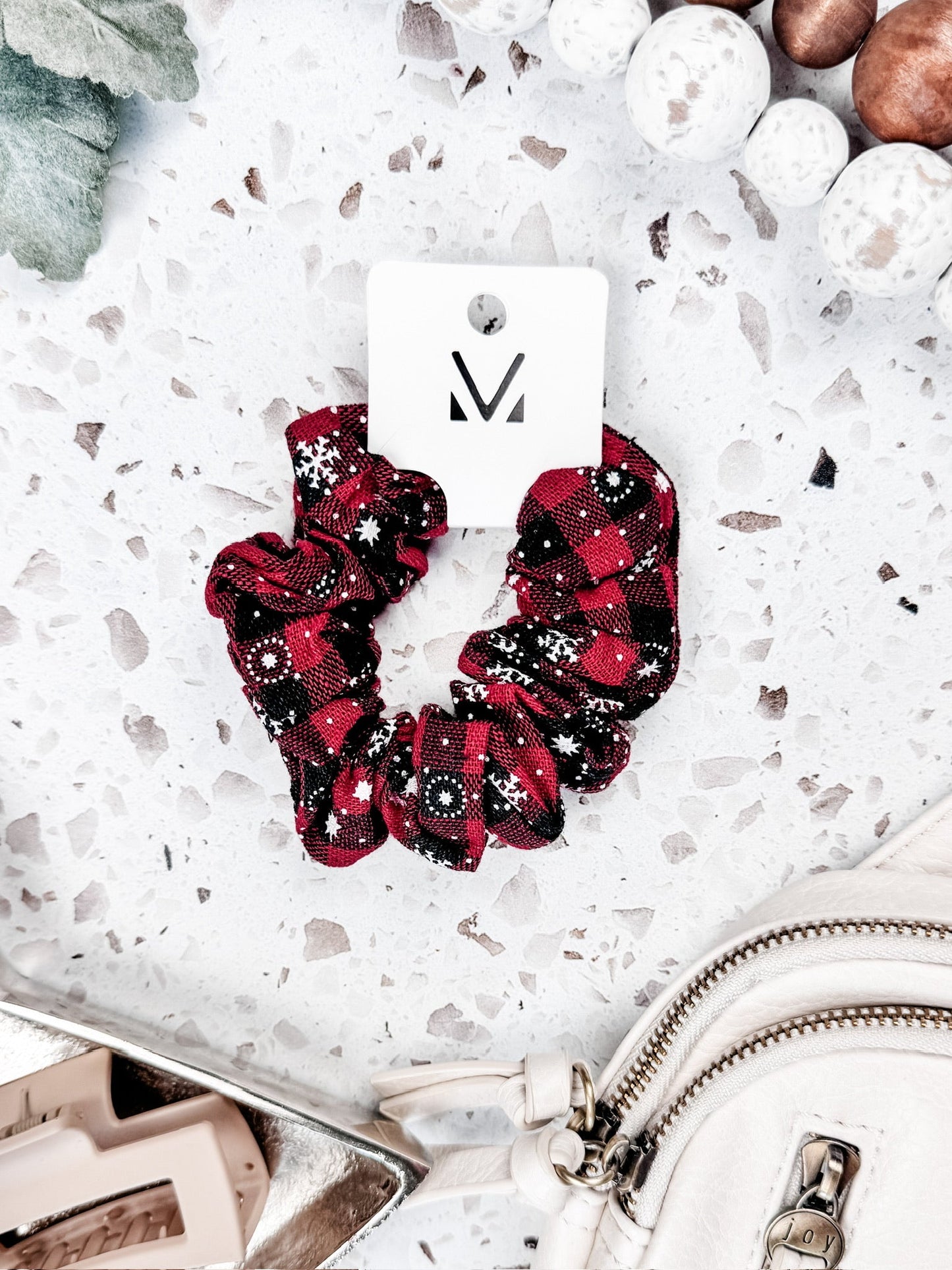 Michelle Mae Plaid Snowflake Scrunchie