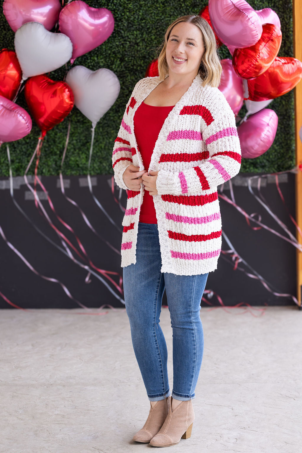 Michelle Mae Stripe Cardigan - Valentine's Day