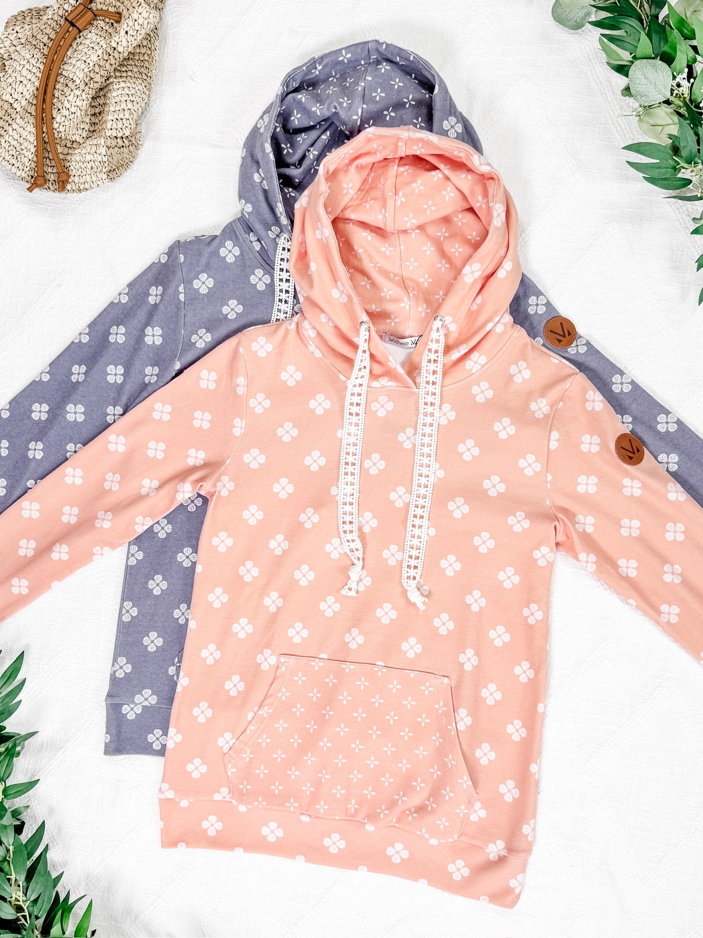 Michelle Mae Hailey Pullover Hoodie - Slate Purple Floral
