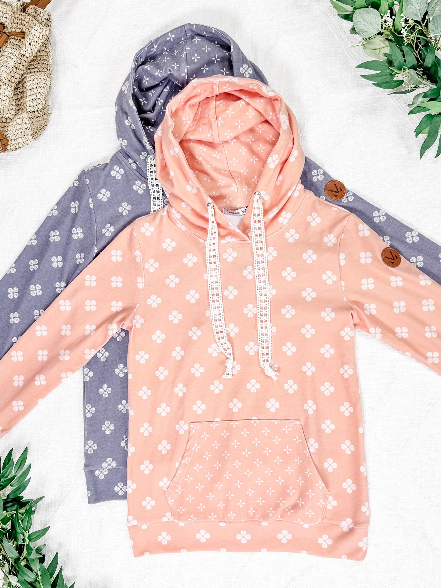 Michelle Mae Hailey Pullover Hoodie - Slate Purple Floral
