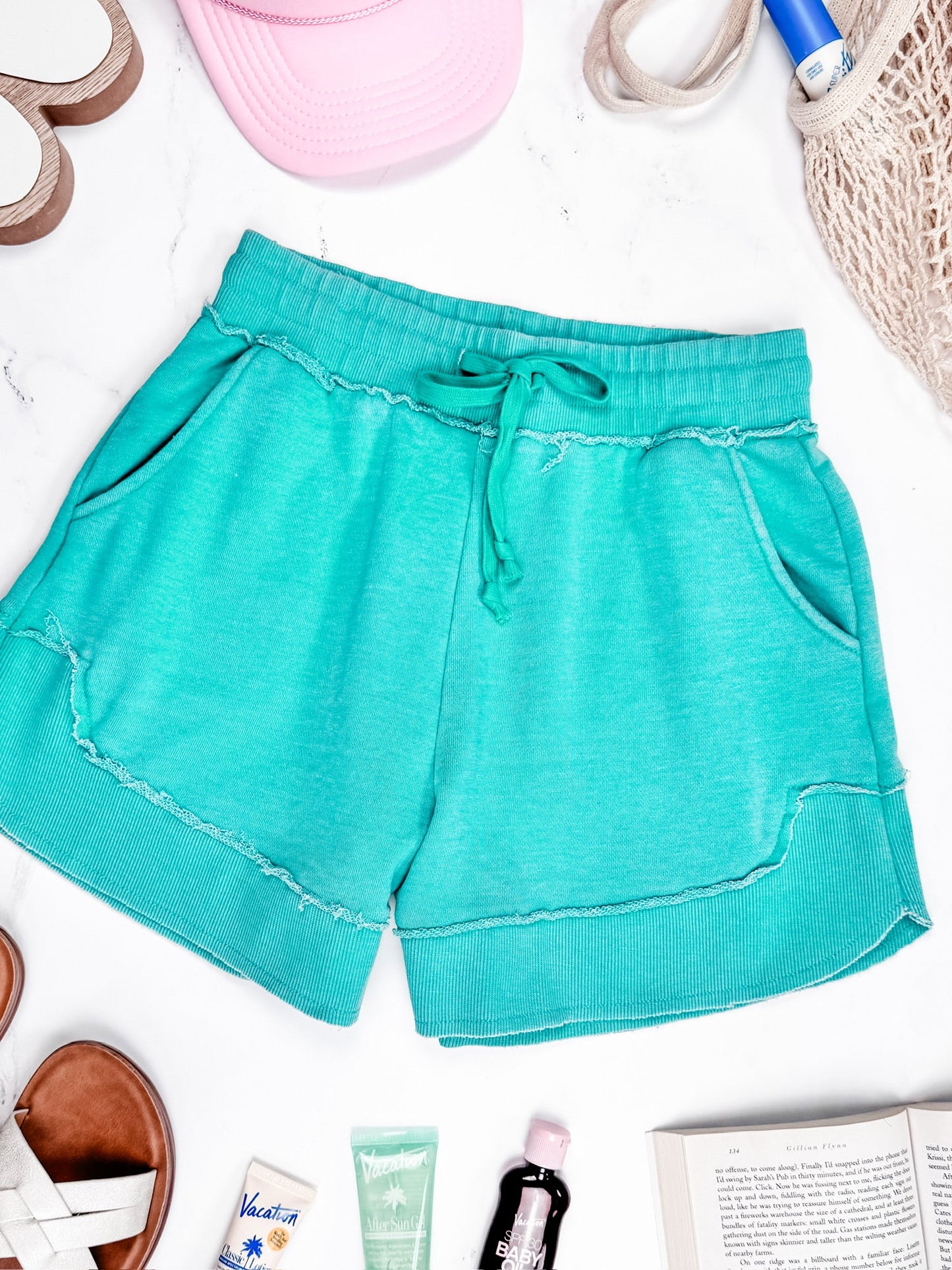 Michelle Mae French Terry Stevie Shorts - Caribbean Green