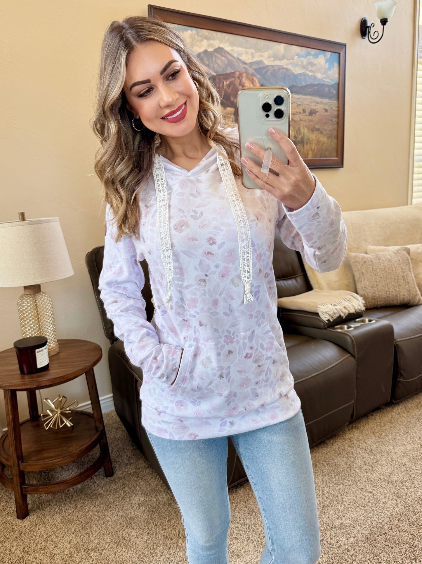 Michelle Mae Hailey Pullover Hoodie - Blush Floral