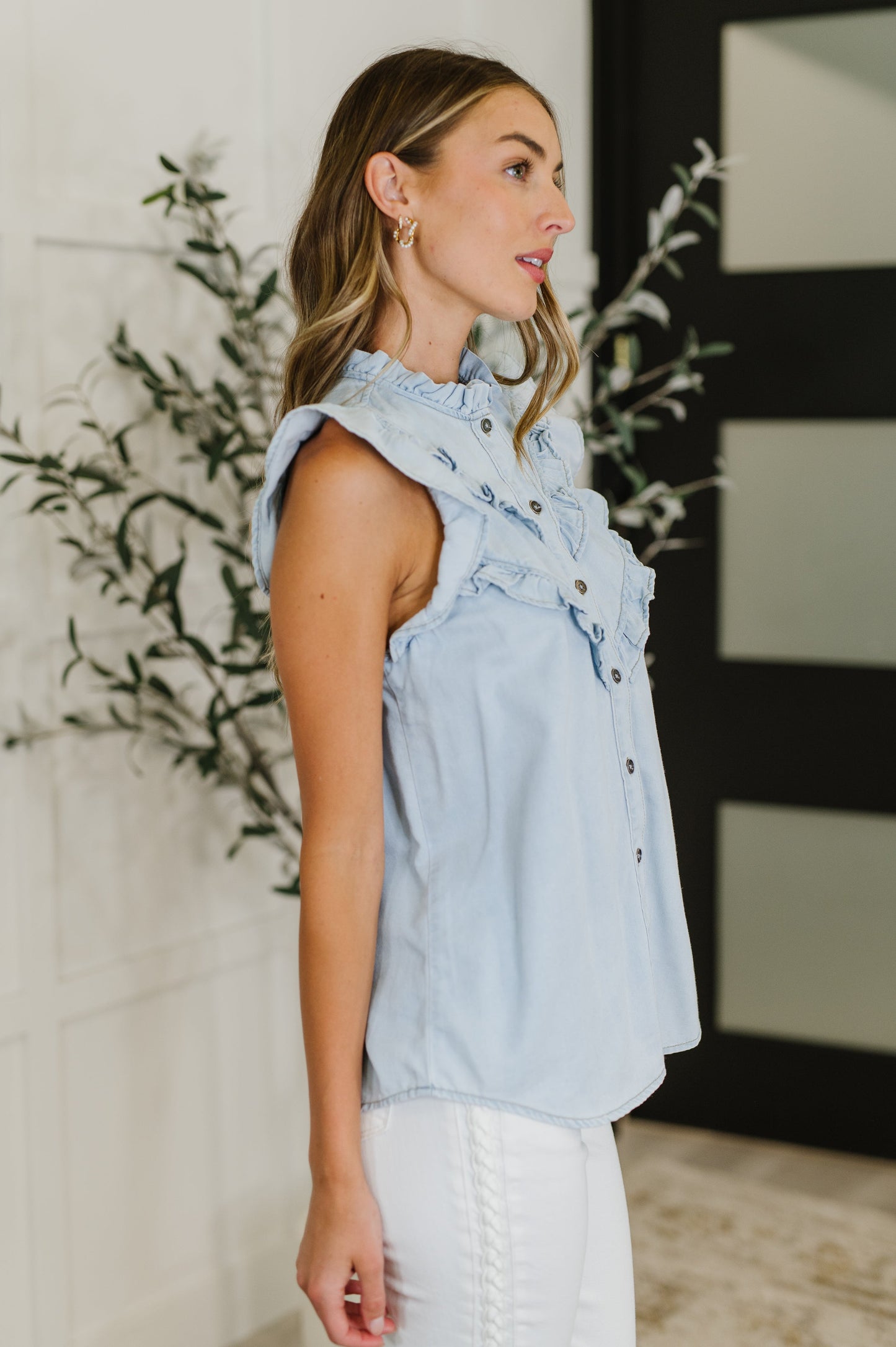 Ruffle Detailed Flutter Sleeve Top