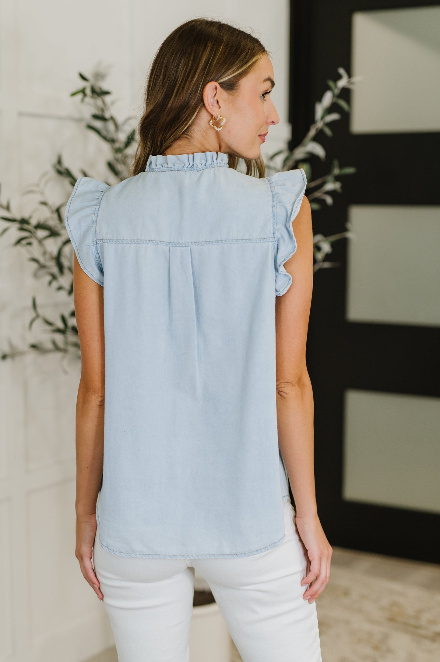 Ruffle Detailed Flutter Sleeve Top