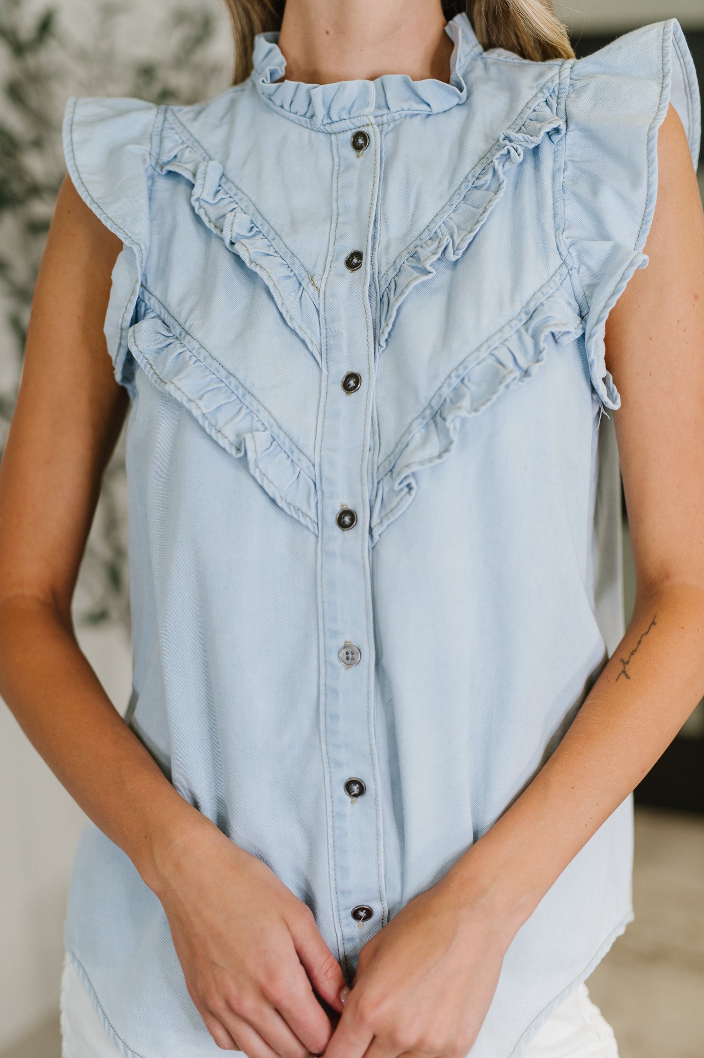 Ruffle Detailed Flutter Sleeve Top