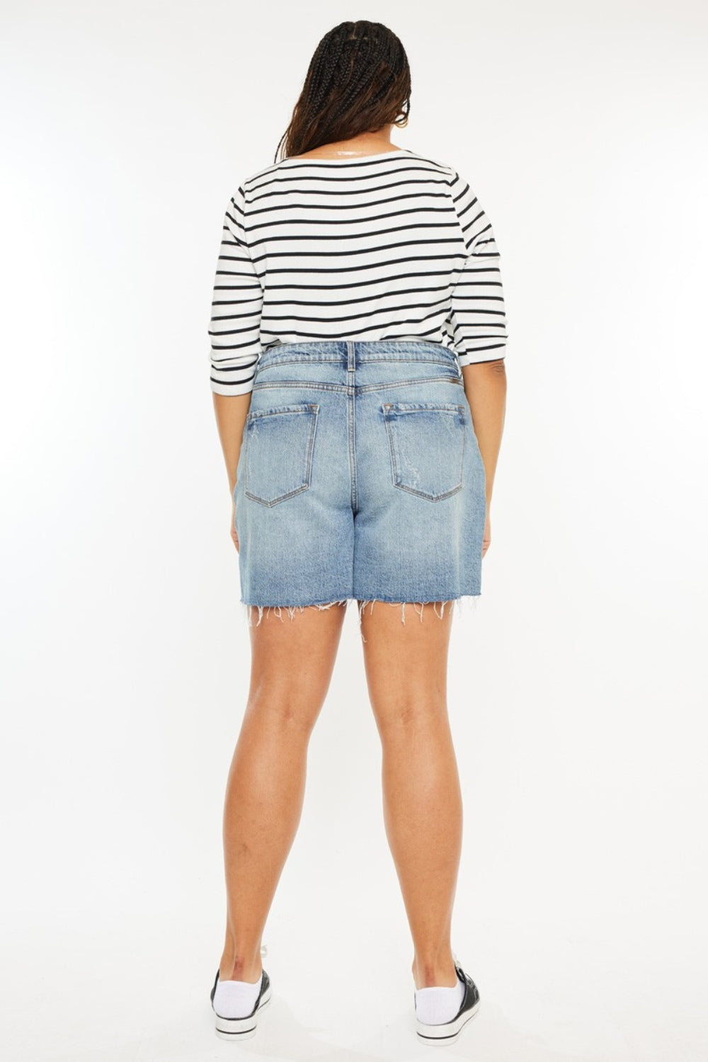 Where The Wind Blows Raw Hem High Waist Denim Shorts