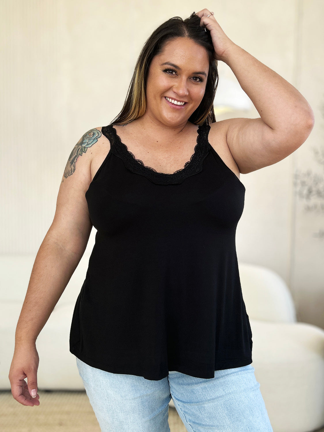 Under The Bridge Lace Detail V-Neck Cutout Cami
