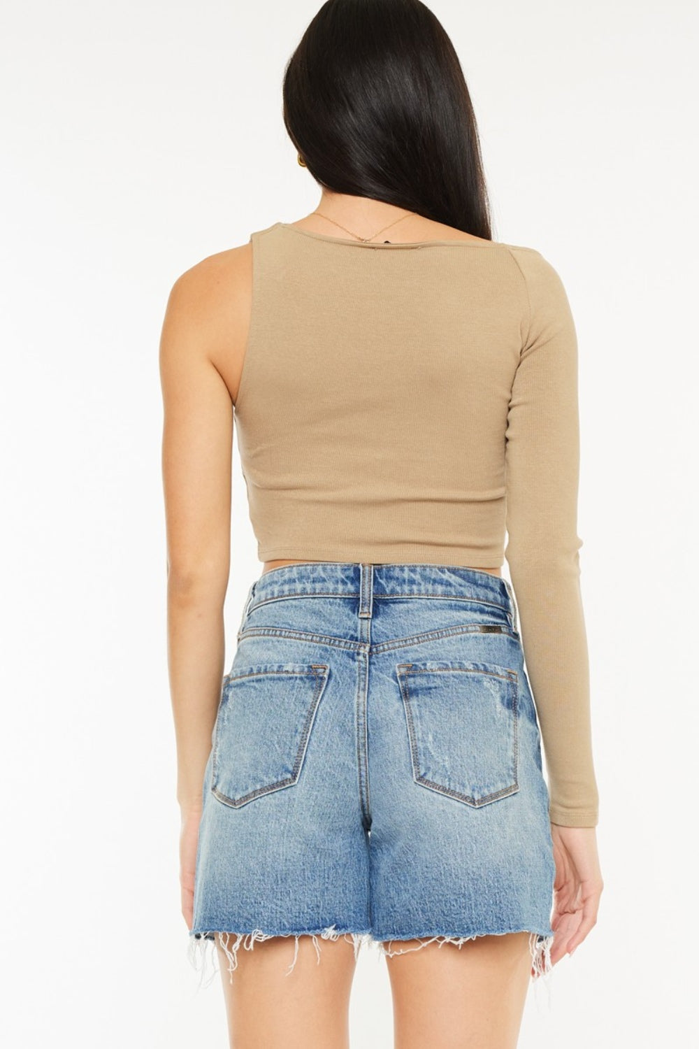 Where The Wind Blows Raw Hem High Waist Denim Shorts