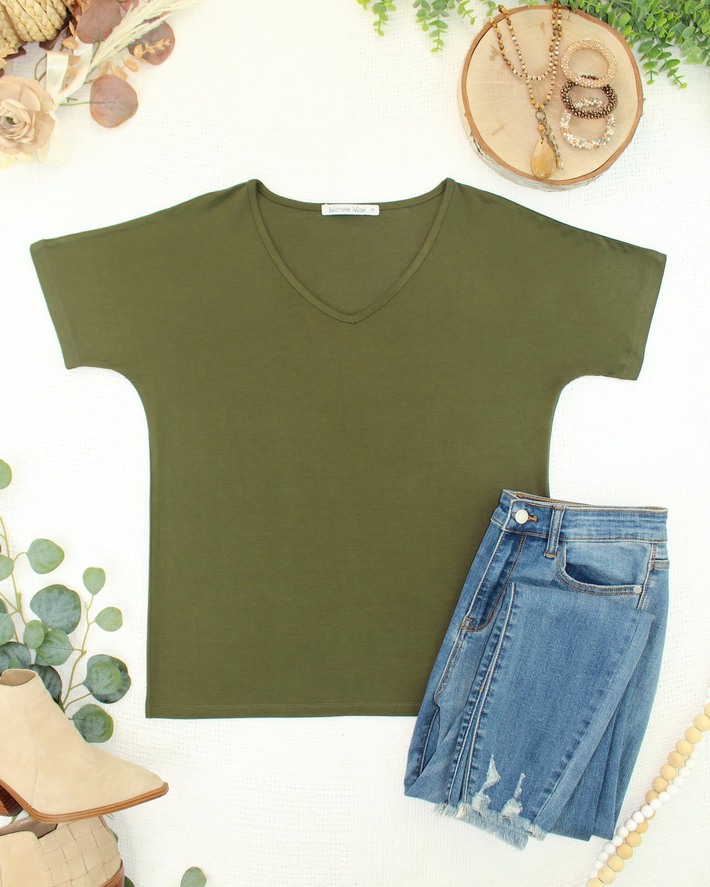 Michelle Mae Chloe Cozy Top - Dark Olive