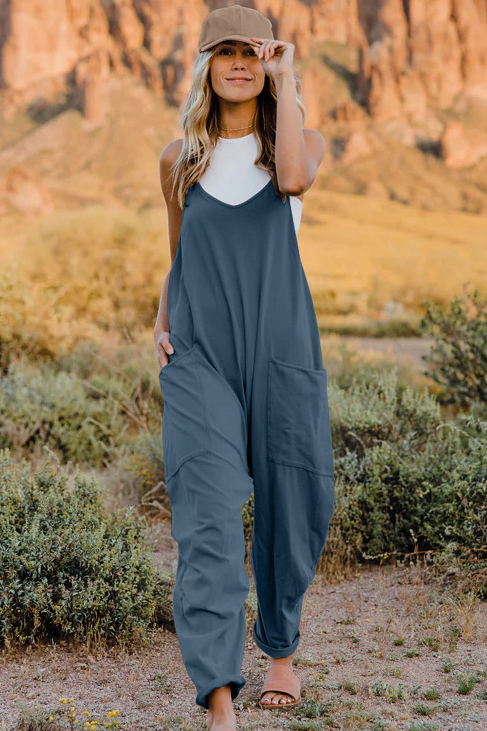 Double Take Jumpsuit with Pockets