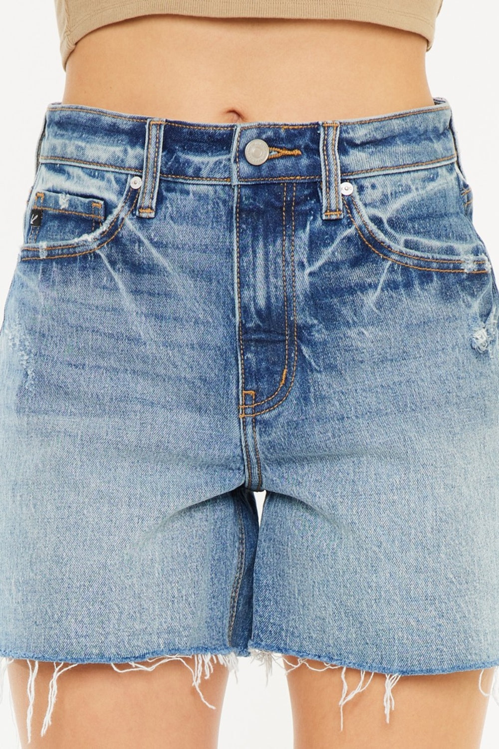 Where The Wind Blows Raw Hem High Waist Denim Shorts