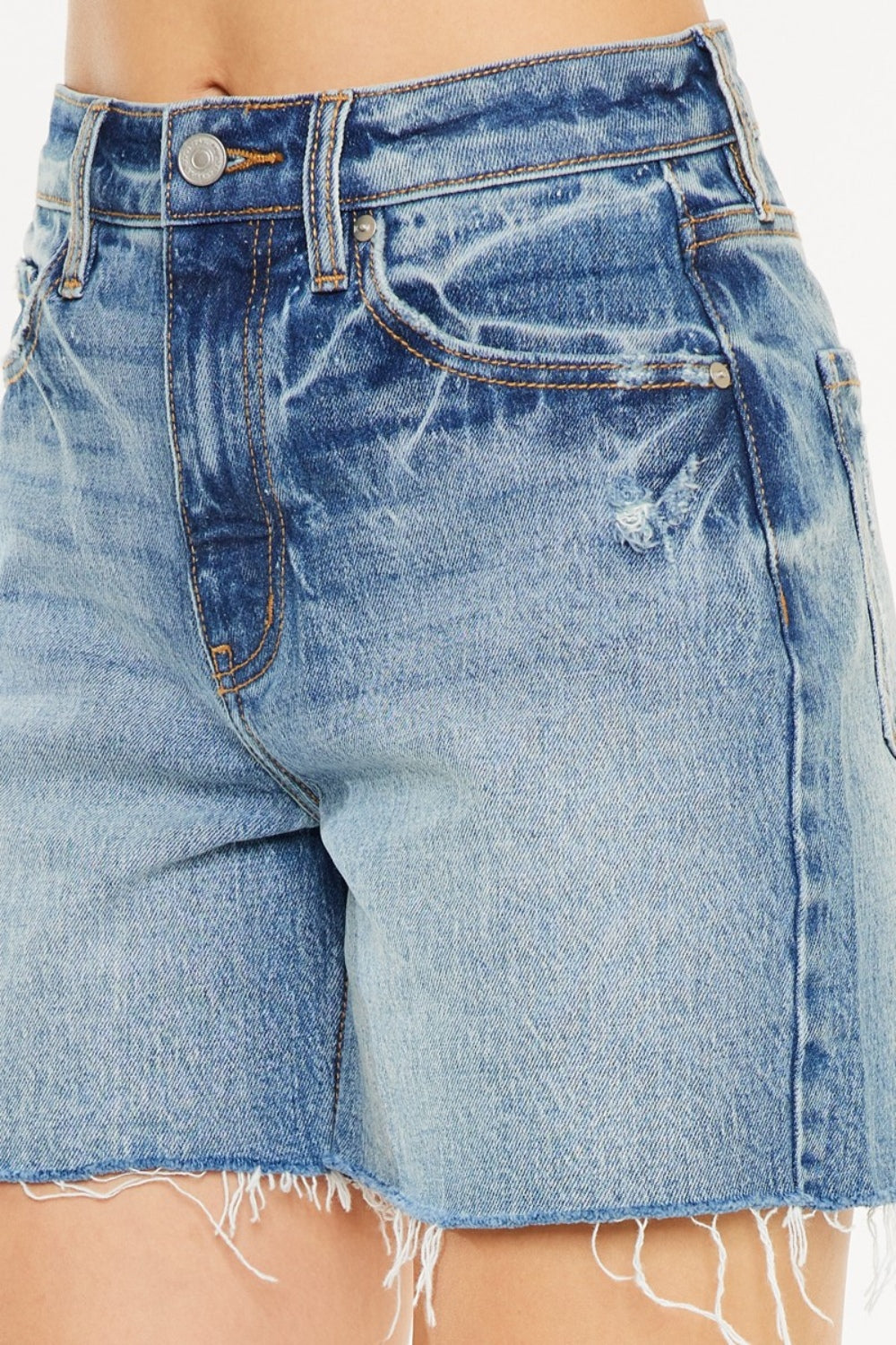 Where The Wind Blows Raw Hem High Waist Denim Shorts