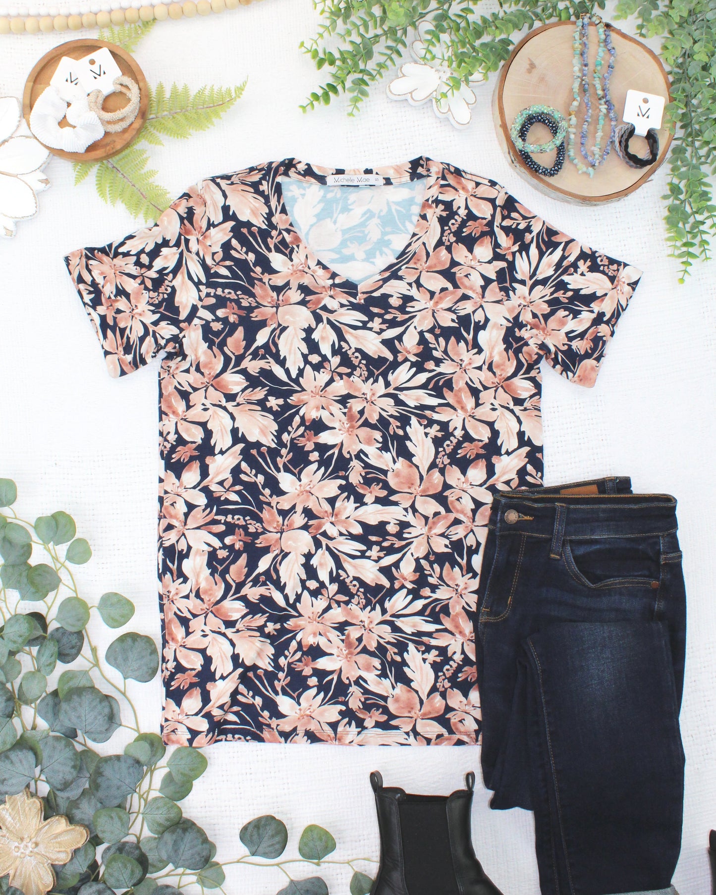 Michelle Mae Sophie Top - Navy Autumn Petals