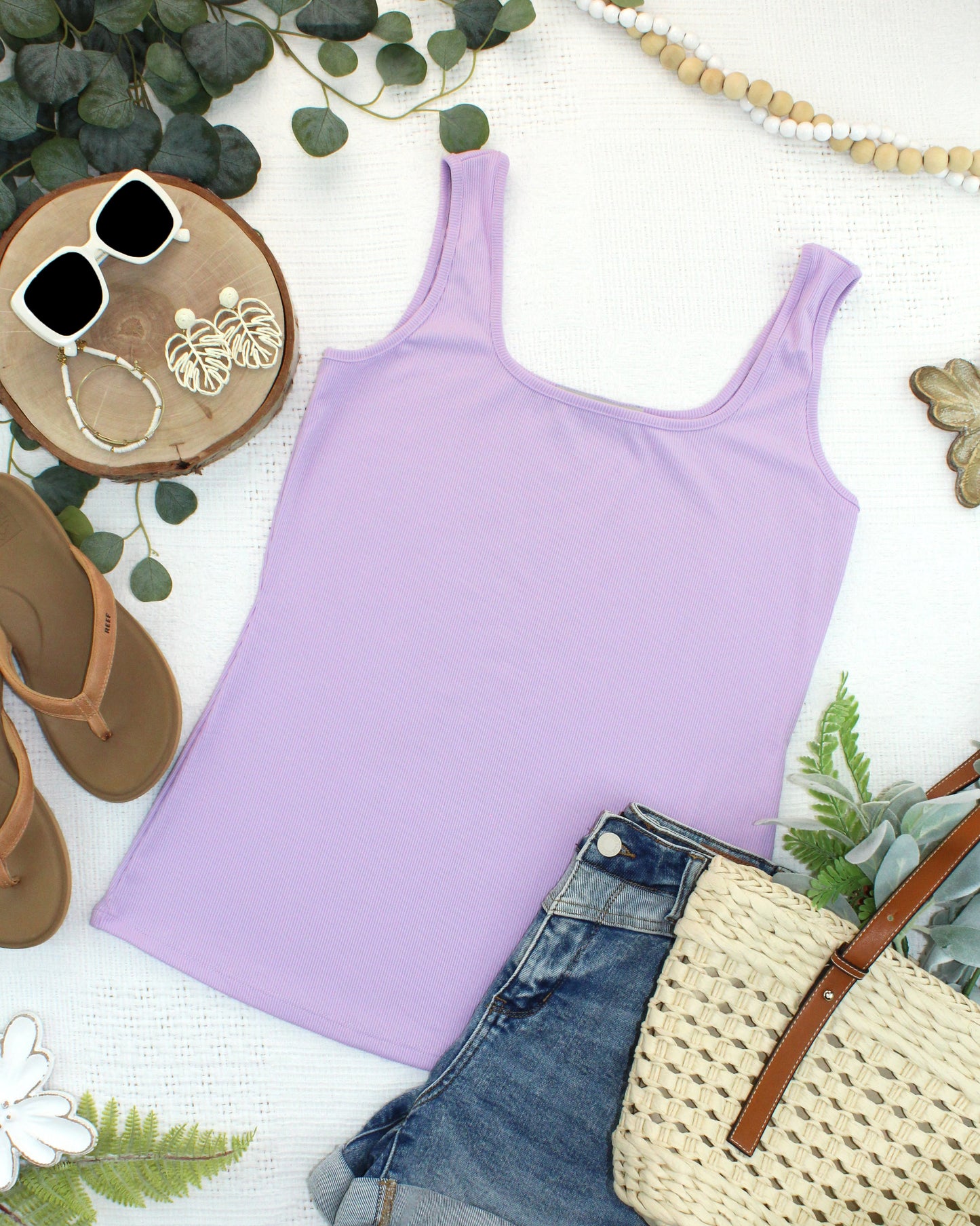 Michelle Mae Rachel Ribbed Tank - Lavender