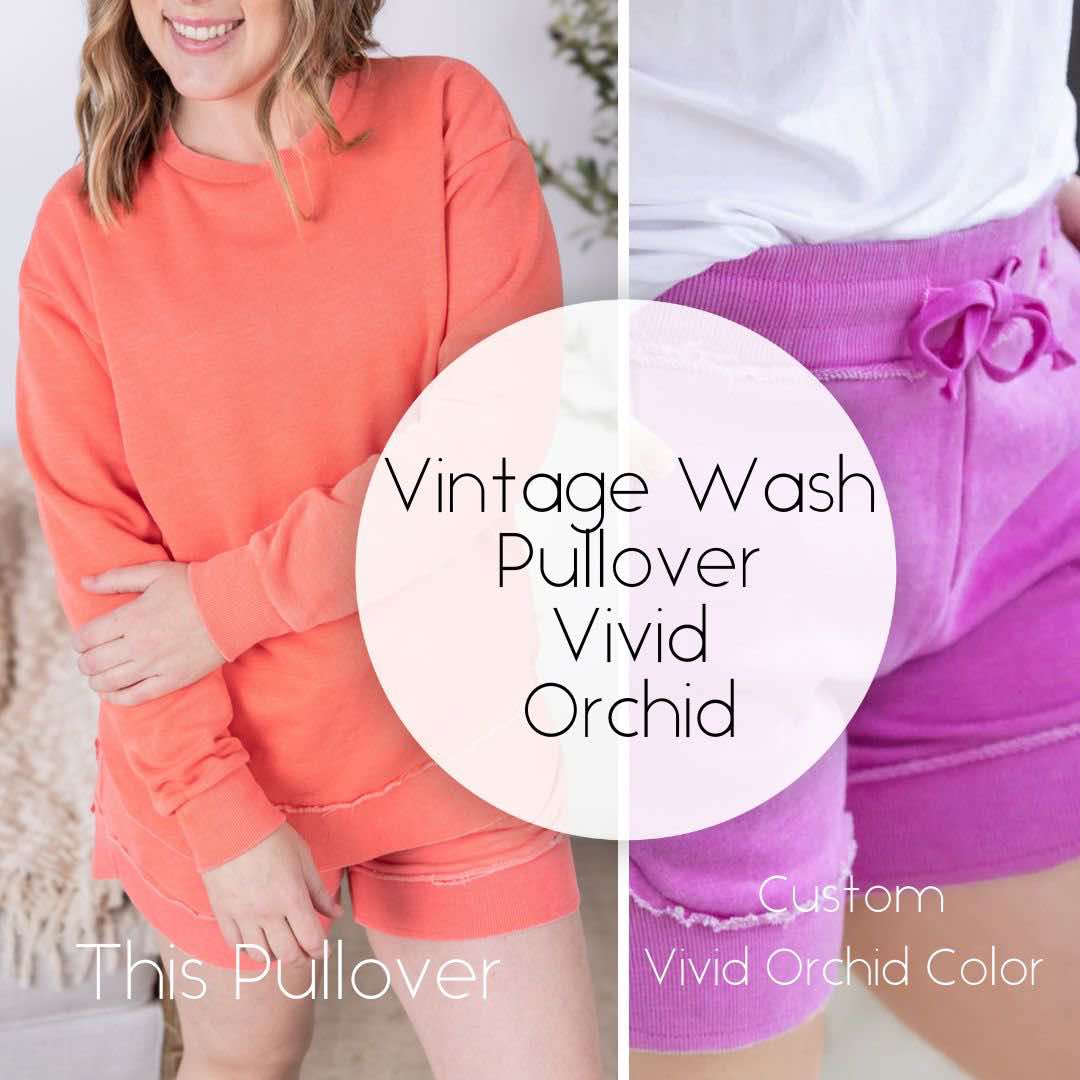 Michelle Mae Vintage Wash Pullover - Vivid Orchid