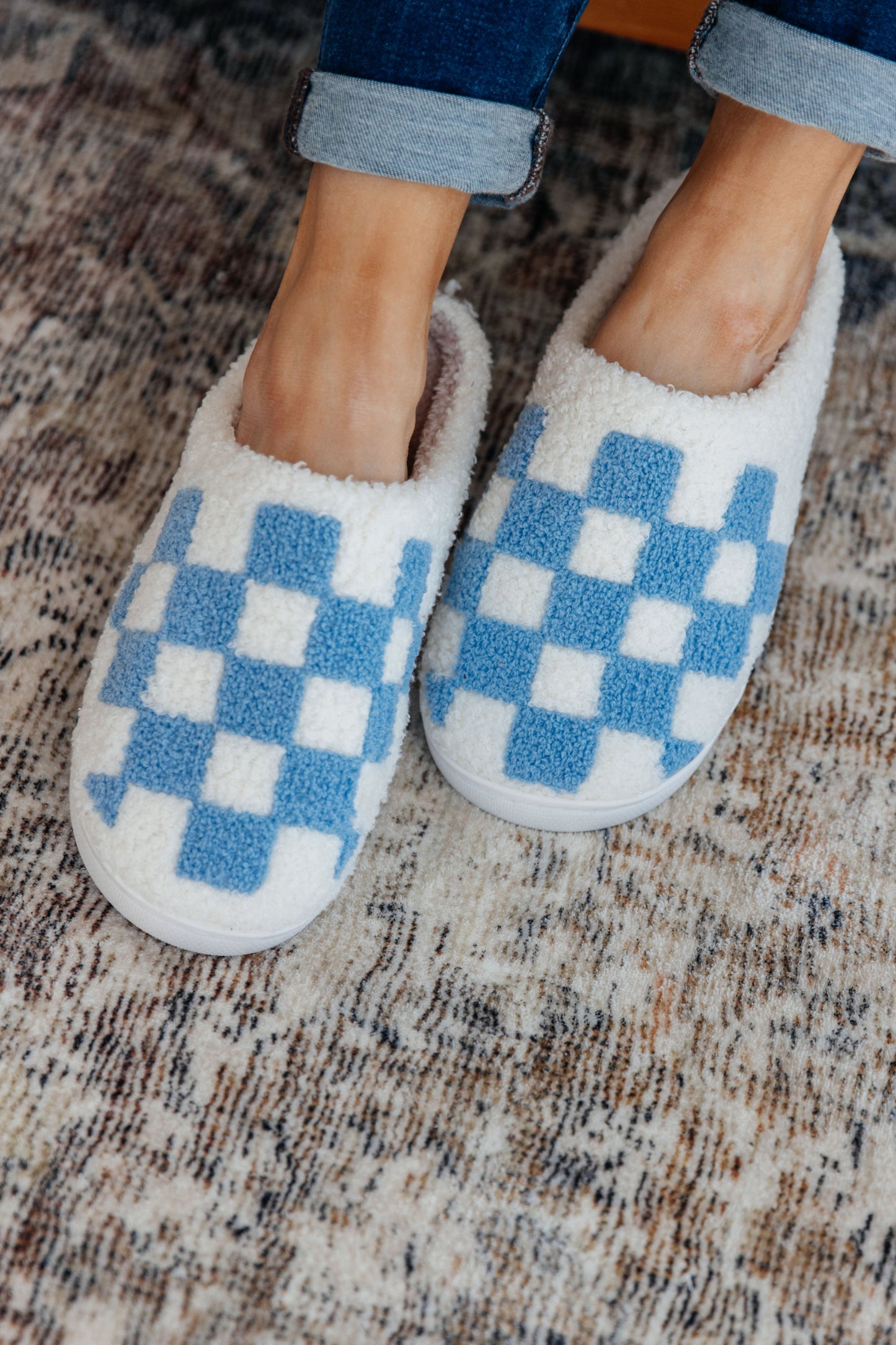 Checked Out Slippers in Blue **FINAL SALE**