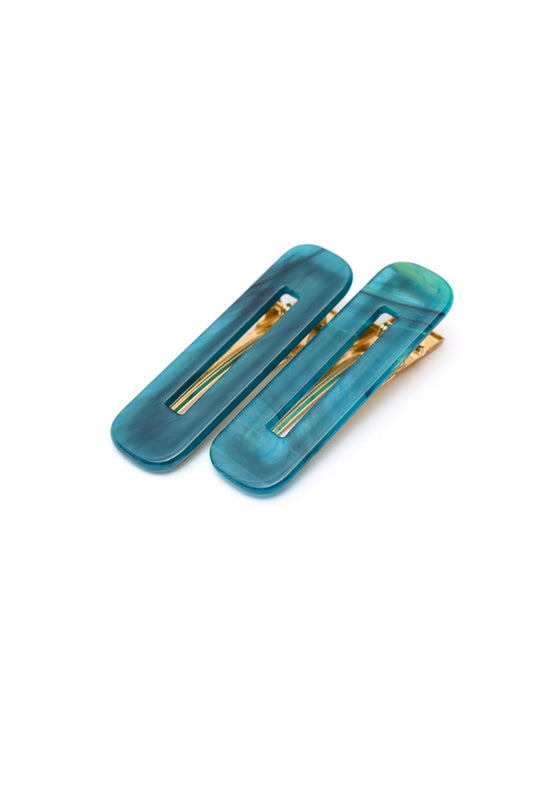 Double Trouble 2 Pack Hair Clip in Sea Blue **FINAL SALE**