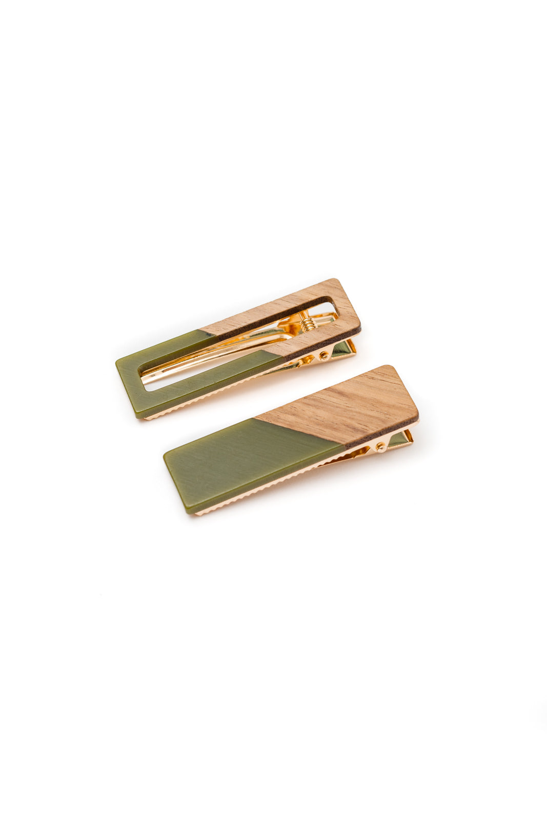 Two Tone Hair Clip Set in Green **FINAL SALE**