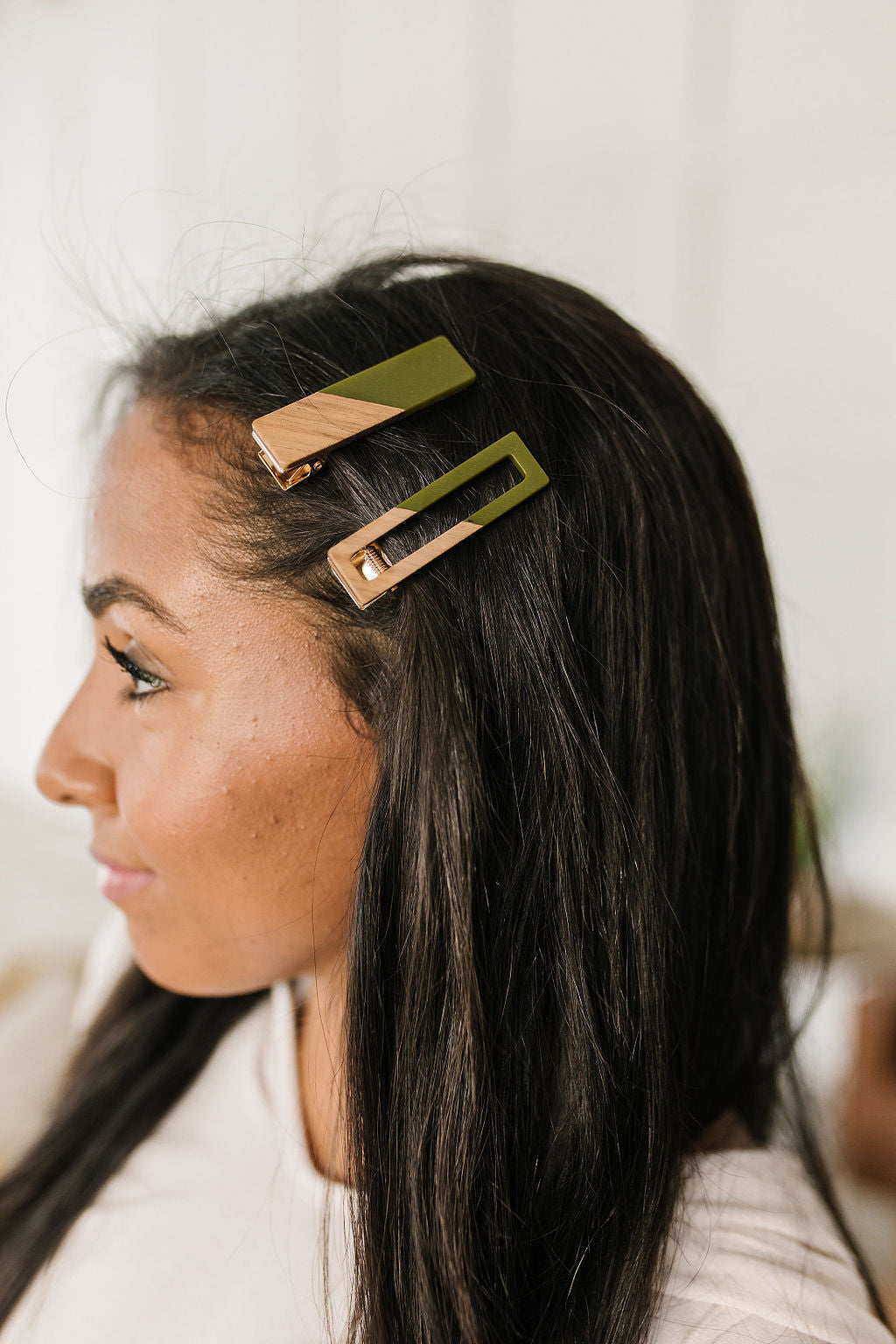 Two Tone Hair Clip Set in Green **FINAL SALE**