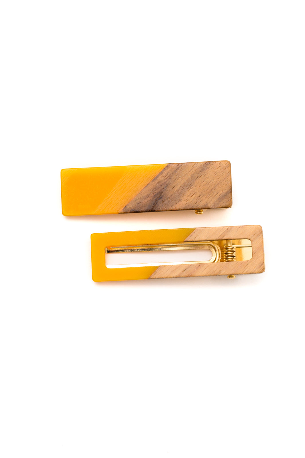 Two Tone Hair Clip Set in Yellow **FINAL SALE**