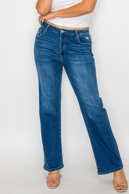 Whisker Chic High Rise Straight Jeans