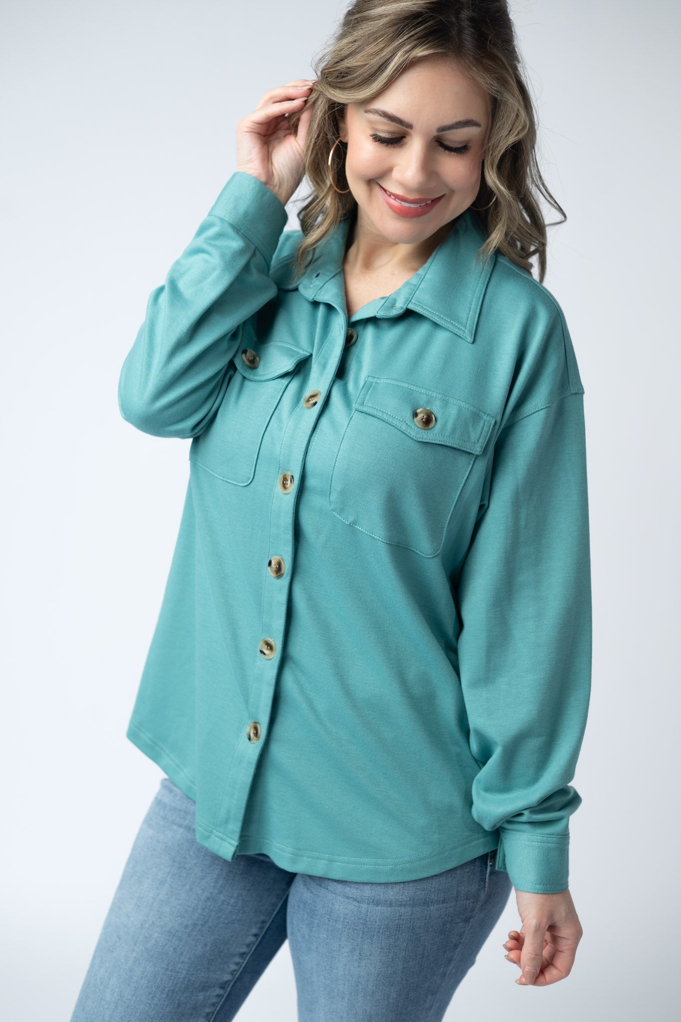 Michelle Mae Brenna Button Down Top - Teal