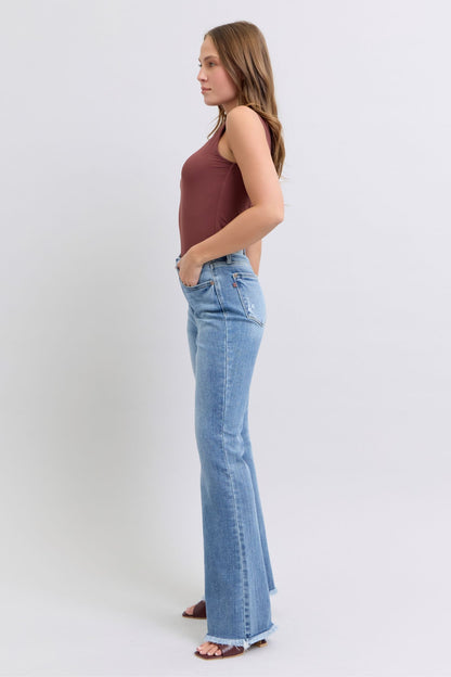 Flare & Fringe Raw Hem Bootcut Jeans