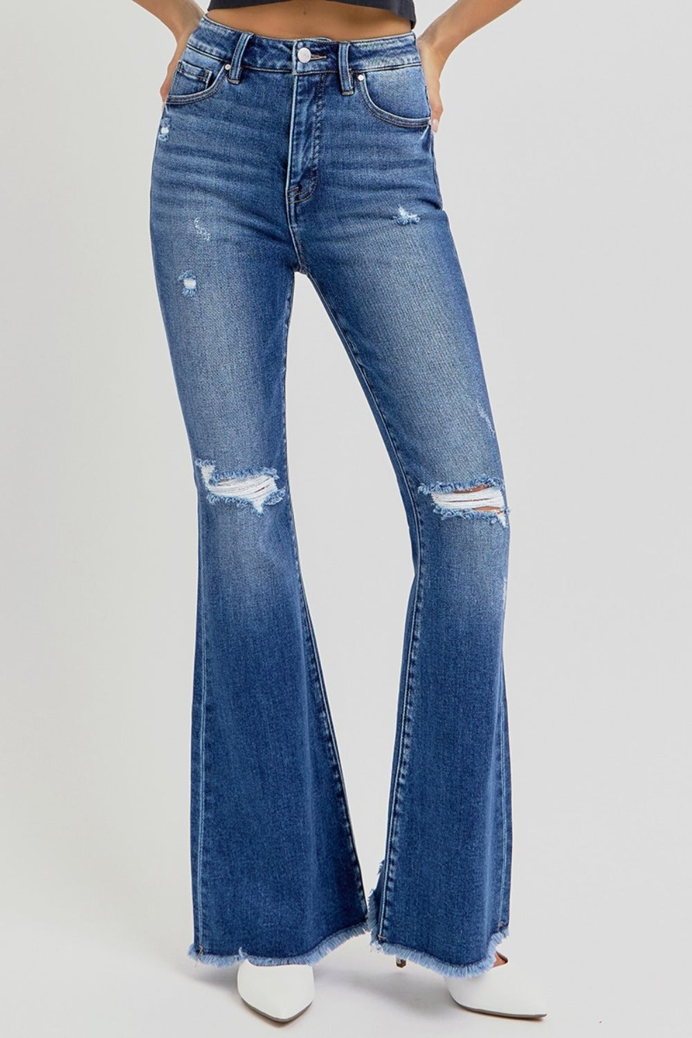 Anne's High Rise Raw Hem Flare Jeans