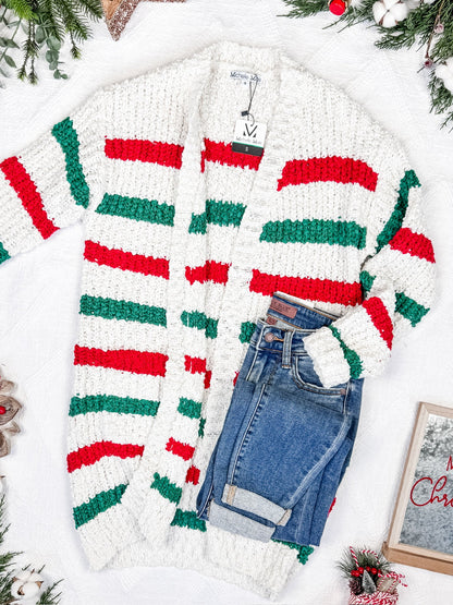 Michelle Mae Stripe Cardigan - Christmas Stripe