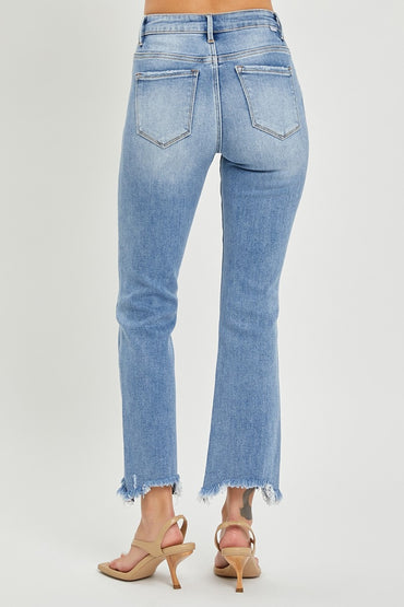 Break it Down Frayed Hem Cropped Straight Jeans