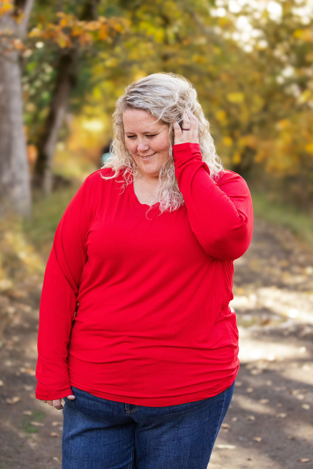 Michelle Mae Leah Long Sleeve Top - Red