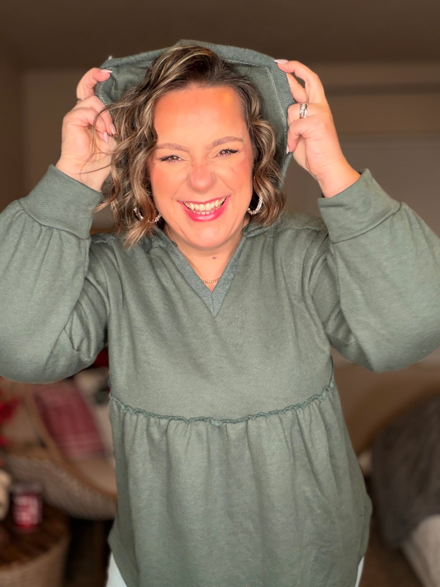 She's Not Wrong Hooded V-Neck Pullover