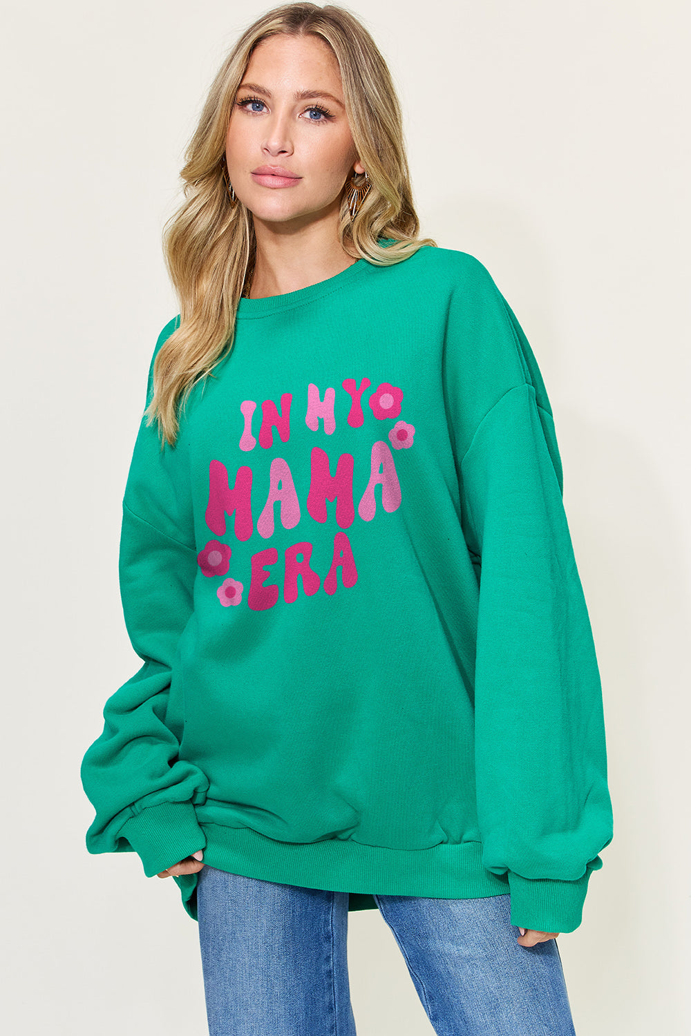PREORDER- Simply Love Full Size Letter Graphic Long Sleeve Sweatshirt