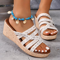 PREORDER - Live, love, laugh, repeat Crisscross Wedge Sandals